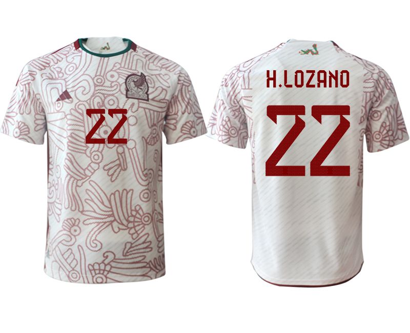 Men 2022 World Cup National Team Mexico away aaa version white #22 Soccer Jerseys->mexico jersey->Soccer Country Jersey